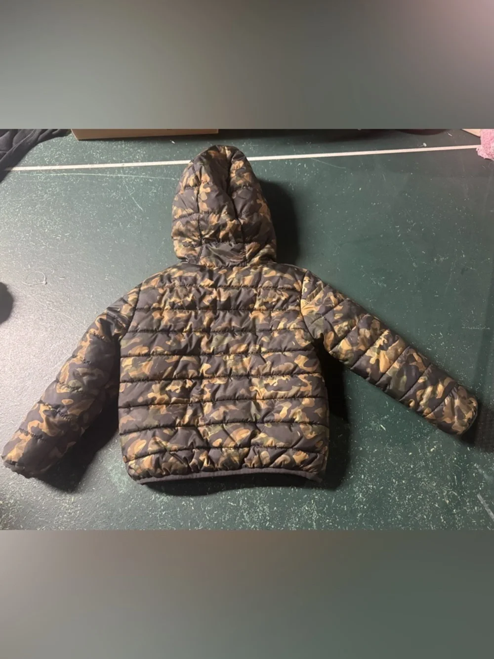 Nike Kids' Camouflage Puffer Jacket with Orange Interior and Zip - 24 months